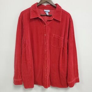 Liz & Me Womens Long Sleeve Wide Wale Corduroy Button Up Shirt Size 3X Country